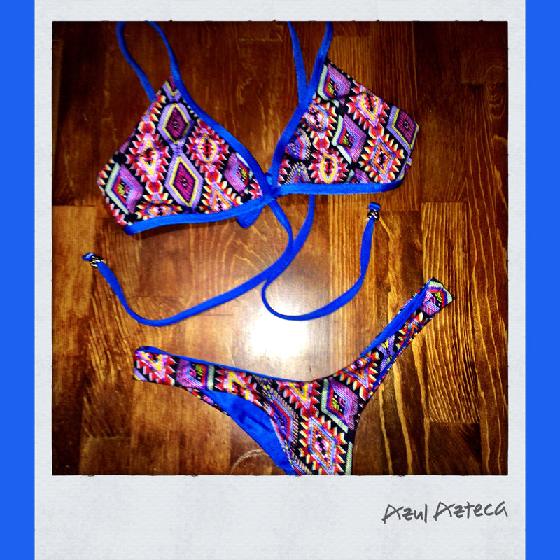 Azteca Azul Reversible Trapeze Top & Matching Tanga